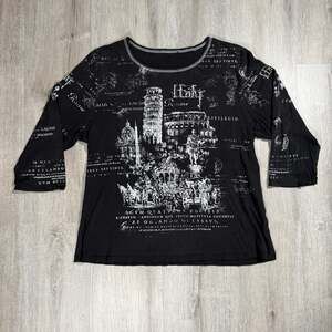 Cactus Y2K Italy Rome Landmark Graphic Print Three-Quarter Sleeve Top Large